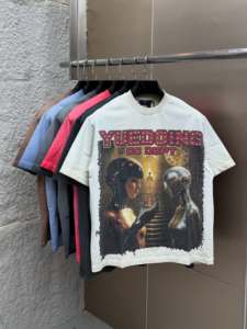 Camiseta Casual de Manga Corta para Hombre YUEDOING, Cuello Redondo, Estilo Urbano, Estampado Fotográfico, Tejido de Algodón, Diseño con Logotipo Frontal - Product Image 1