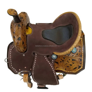 Selle de cheval de course de baril occidental confortable meilleure équitation en cuir véritable selle d'équitation de sentier de plaisir occidental - Product Image 1