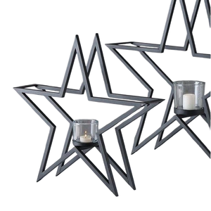 Porte-bougie en verre et en fer en forme d'étoile pour la décoration de mariage et de fêtes au meilleur prix - Product Image 1