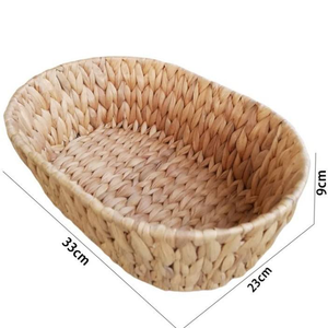 Panier multifonctionnel en jacinthe d'eau tressée, écologique et fait main, pour la cuisine, la décoration intérieure et le rangement de bureau - Product Image 6