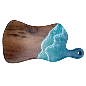 Handmade Wooden Cutting Board With Ocean Wave Resin Design Coastal Kitchen Decor - Product Image 3