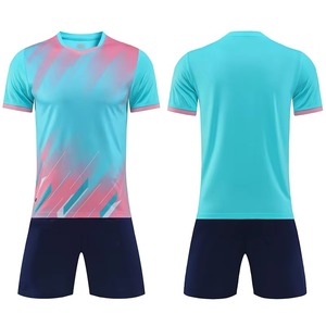Custom Blue <b>Soccer</b> Uniform Set Men's V-Neck Short Sleeve Jersey Shorts Moisture Wicking Polyester All Seasons Athletic Fit - Product Image 4