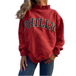 Sweat-shirt à col montant pour femme en tissu polaire doux, coupe décontractée, manches longues, confort élégant pour un usage quotidien décontracté. - Product Image 1