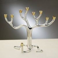 Élégante Ménorah en aluminium à 9 branches en forme de feuille, dorée, pour Hanouka, chandelier décoratif pour les fêtes juives, vente en gros