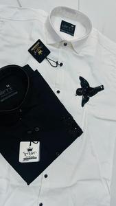 Chemises pour hommes coupe ajustée, coupe classique, coupe décontractée, coupe ample, 100% coton, style vintage, chemises décontractées écologiques, noir et blanc - Product Image 2