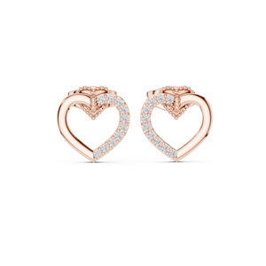Pendientes de Oro Rosa de 14K con Diamante Cultivado en Laboratorio, Redondos, para Uso Diario, para Mujer |   Diamante Cultivado Nuevo - Product Image 1