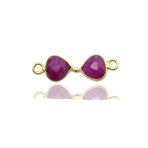 ตัวเชื่อมต่อเครื่องประดับรูปหัวใจทับทิม |   จี้หินสีแดงสำหรับงาน DIY - Product Image 1