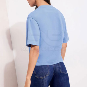 T-shirt décontracté ample en coton tricoté pour femme, écologique, séchage rapide, manches courtes, couleur personnalisable, vente en gros à bas prix - Product Image 3