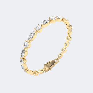 Bracelet tennis en or avec diamants de laboratoire marquise et ronds de 9,24 carats au total, pureté VVS2, couleur EF, bijoux à taille brillant multi-formes - Product Image 5
