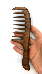 Peigne à dents larges en bois naturel, peigne démêlant fait à la main, antistatique, outil de soin des cheveux pour hommes et femmes - Product Image 4