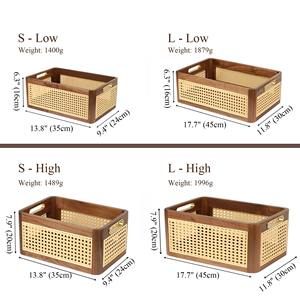 Magnifique ensemble de 3 paniers multifonctionnels en bois et en rotin, parfaits pour les livres, les jouets et les essentiels quotidiens, vente en gros depuis l'Inde - Product Image 5