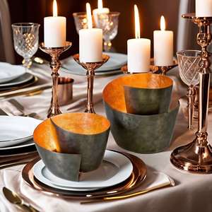 Portavelas decorativo de hierro con acabado en polvo dorado para decoración del hogar. - Product Image 6