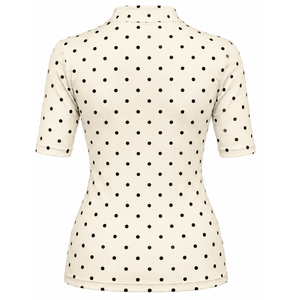 T-shirt personnalisé à pois pour femme, col montant, manches courtes, coupe ajustée, extensible, imprimé, décontracté, mode estivale, vente en gros - Product Image 2