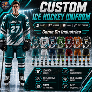 Premium Quality New Trendy Custom Design Player Name Number Logo Printing Athletic Sports Sublimated Ice Hockey Uniform Sets - Product Image 4
