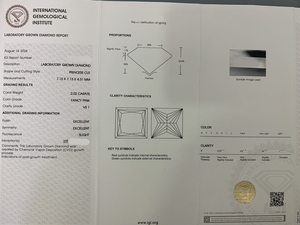 Diamants roses fantaisie taille princesse HPHT CVD cultivés en laboratoire, 1-10 carats, certifiés IGI, clarté VVS, en vrac pour la joaillerie - Vente en gros - Product Image 3