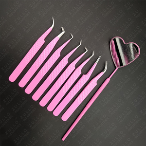 Juego de Pinzas para Pestañas de Acero Inoxidable de 8 Piezas en Rosa Intenso, Herramientas de Belleza de Alta Calidad para una Aplicación Precisa de Extensiones de Pestañas - Product Image 6