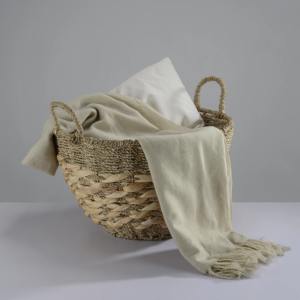 Cesta de mimbre marino adornada con jacinto de agua, cesta de almacenamiento hecha a mano, venta al por mayor, ecológica, hecha en Vietnam - Product Image 3