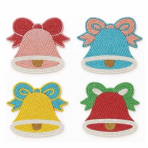 New Arrival Merry Bell Handmade <b>Glass</b> Beaded Coasters 10cm <b>Heat</b>-<b>Resistant</b> Cup Mats for Coffee Tables Dining Parties - Product Image 1