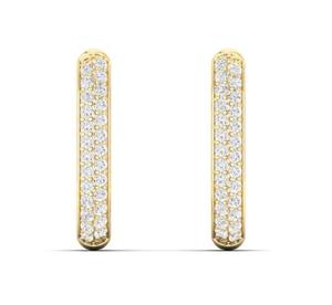 Boucles d'oreilles créoles de luxe pour femme, plaquées or jaune, avec diamants certifiés IGI, couleur D, taille brillant, pour usage quotidien, mariage et fiançailles - Product Image 2