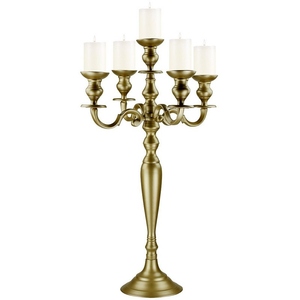 Candélabre à 5 bras en aluminium coulé, design unique, plaqué or, porte-bougie en aluminium, support de bougie de luxe, centre de table pour mariage - Product Image 5