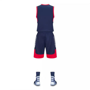Uniforme de basket-ball personnalisable, impression par transfert thermique sur le devant, 100% polyester, antibactérien, séchage rapide, respirant, nom d'équipe personnalisé - Product Image 6