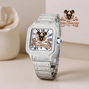 Luxury <b>Mens</b> Moissanite Diamond Stainless Steel Fashion <b>Wristwatch</b> with Sparkling Dial Details Durable Bracelet - Product Image 2
