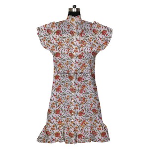 Hermosas túnicas de algodón casuales de verano con estampado a bloques al por mayor para damas y niñas, Kurti étnico dibujado a mano para bodas indias - Product Image 4
