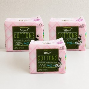 แผ่นอนามัยแบบยาว Wow Pure Cotton 20 ชิ้น x 3 แพ็ค - Product Image 6