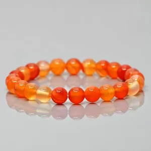 Natural Carnelian 8mm Smooth Round AA Grade Gemstone Beads <b>Stretch</b> <b>Bracelet</b> Healing Jewelry Wholesale - Product Image 4