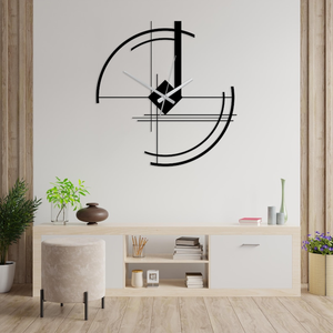Modern Abstract Metal Wall <b>Clock</b> Geometric Circular Designer <b>Clock</b> Minimalist Black Decorative Wall <b>Art</b> for Living Room Bedroom - Product Image 2