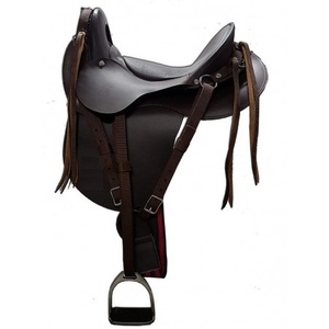 Selle de cheval en cuir de vachette véritable avec assise sécurisée, rembourrage robuste et support dorsal haut – Selle de randonnée en cuir pour chevaux - Product Image 2