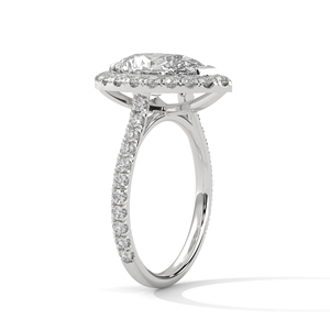 Bague en Moissanite taille Poire en Or Blanc 14K avec Sertissage Pavé, Bague de Fiançailles pour Femme, Style Classique, Forme Goutte d'Eau - Product Image 3