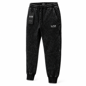 Pantalon de survêtement respirant à séchage rapide, nouvelle mode, qualité supérieure, pour homme, délavé à l'acide, décontracté, taille haute, couleur unie, 100% coton - Product Image 3
