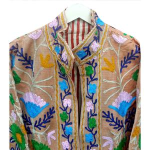 Indian Hand Embroidered Eco-Friendly Quick Dry Breathable Corduroy Suzani <b>Jacket</b> Boho <b>Hippie</b> Women with Cotton Stripe Liner - Product Image 6