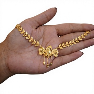 Elegante Collar de Oro Sólido de 22K con Diseño de Pavo Real para Mujer, Joyería Tradicional India con Diseño de Hojas, Collar Nupcial de Oro Puro Fino - Product Image 2
