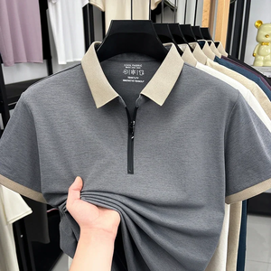 Camiseta de Manga Corta para Hombre, Nueva Colección 2026, con Cierre de Cremallera, Tela de Lona Transpirable, para Oficina y Actividades Diarias - Product Image 3