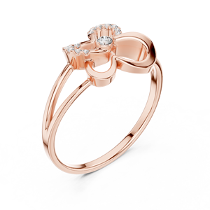 Anillo de Oro Rosa de 14K con Diamante Cultivado en Laboratorio de Corte Redondo en Forma de Corazón de Mariposa, Menos de 1 Quilate, de Lujo para Mujer - Product Image 2