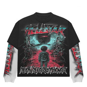 T-shirt graphique Y2K double couche, 300 GSM, coton lourd, manches longues, surdimensionné, fabrication OEM personnalisée - Product Image 5