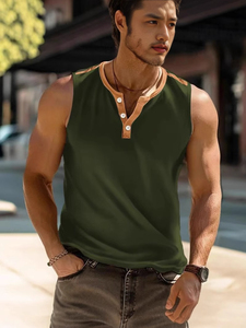 <b>Men's</b> New Arrival Breathable Knitted Spandex/Cotton Animal Print Sporty Crew Neck Sleeveless ODM Front Logo High Street Tank <b>Top</b> - Product Image 3