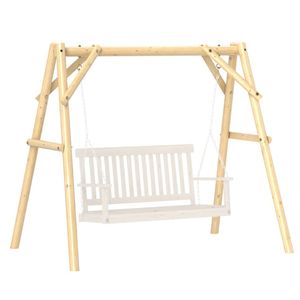 Tabouret de balançoire en bois naturel pour véranda, cour, jardin, utilisation en extérieur - Product Image 5