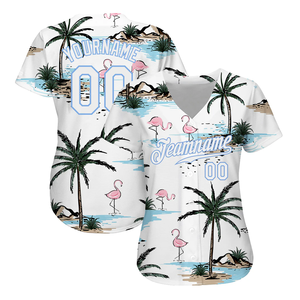 Maillot de baseball personnalisé sur le thème de la plage, sublimation, manches courtes, boutons intégrés, impression intégrale, maillot de sport d'équipe personnalisé pour hommes - Product Image 2