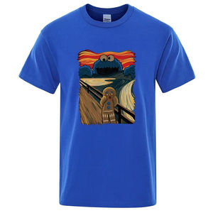 เสื้อยืดผู้ชายคุณภาพสูง ผ้าฝ้าย 100% พิมพ์ลายตลกๆ สไตล์ลำลอง เท่ๆ ทรงหลวม คอกลม เสื้อยืดผู้ชาย - Product Image 4