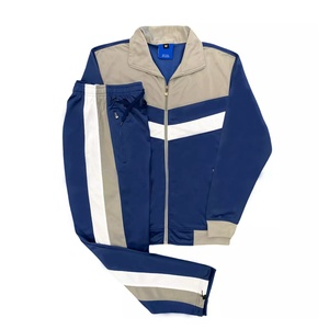 2026 Unisex Blue Tracksuit Full <b>Zip</b> Stand Collar Striped Side Pockets Polyester Regular Fit Autumn Sporty Style Adult Wear - Product Image 2