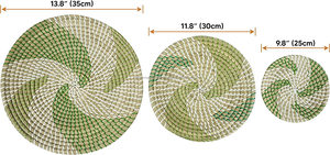 Juego de 3 placas de decoración para el hogar, accesorio colgante de pared hecho a mano, hecho en Vietnam - Product Image 2