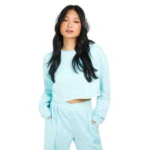 ชุดเซ็ตวอร์มฤดูหนาว 3 ชิ้น ผ้าหนานุ่มสำหรับผู้หญิง เสื้อครอปสเวตเชิ้ตแบบเรียบ ตัดเย็บตามสั่ง ไซส์ใหญ่ ผ้าฝ้ายฟลีซ - Product Image 4