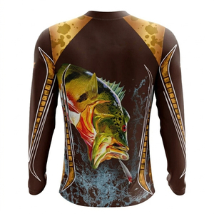 Camisa de Pesca Moderna para Hombre, Diseño de Lubina con Estampado por Sublimación, Secado Rápido, UPF 50, Poliéster, Ropa de Exterior, Estilo Pullover, Talla Adulto - Product Image 6