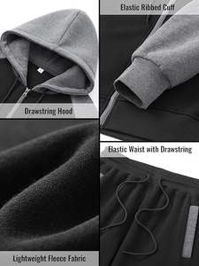 ชุดเซ็ตเสื้อฮู้ดดี้และกางเกงวอร์มสตรีทแวร์แบบสั่งทำพิเศษสำหรับผู้ชาย ไซส์พลัส ผ้าฟลีซคอตตอน 100% หนา 400 GSM  ไม่มีลาย - Product Image 5