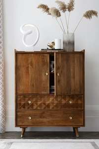 Mueble Bar Moderno de Mediados de Siglo con Incrustaciones Geométricas de Madera de Mango - Product Image 3