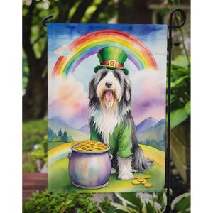 Drapeau de jardin multicolore Bearded Collie St Patrick's Day Bannière décorative de boîte aux lettres et de patio pour la cour et la pelouse Oeuvre d'art pour les parterres de fleurs - Product Image 3