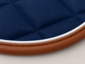 Almohadilla de Silla de Montar Acolchada Azul Marino para Salto Ecuestre, Transpirable, Absorbente de Impactos, con Ribete Marrón, para Entrenamiento Profesional - Product Image 3
